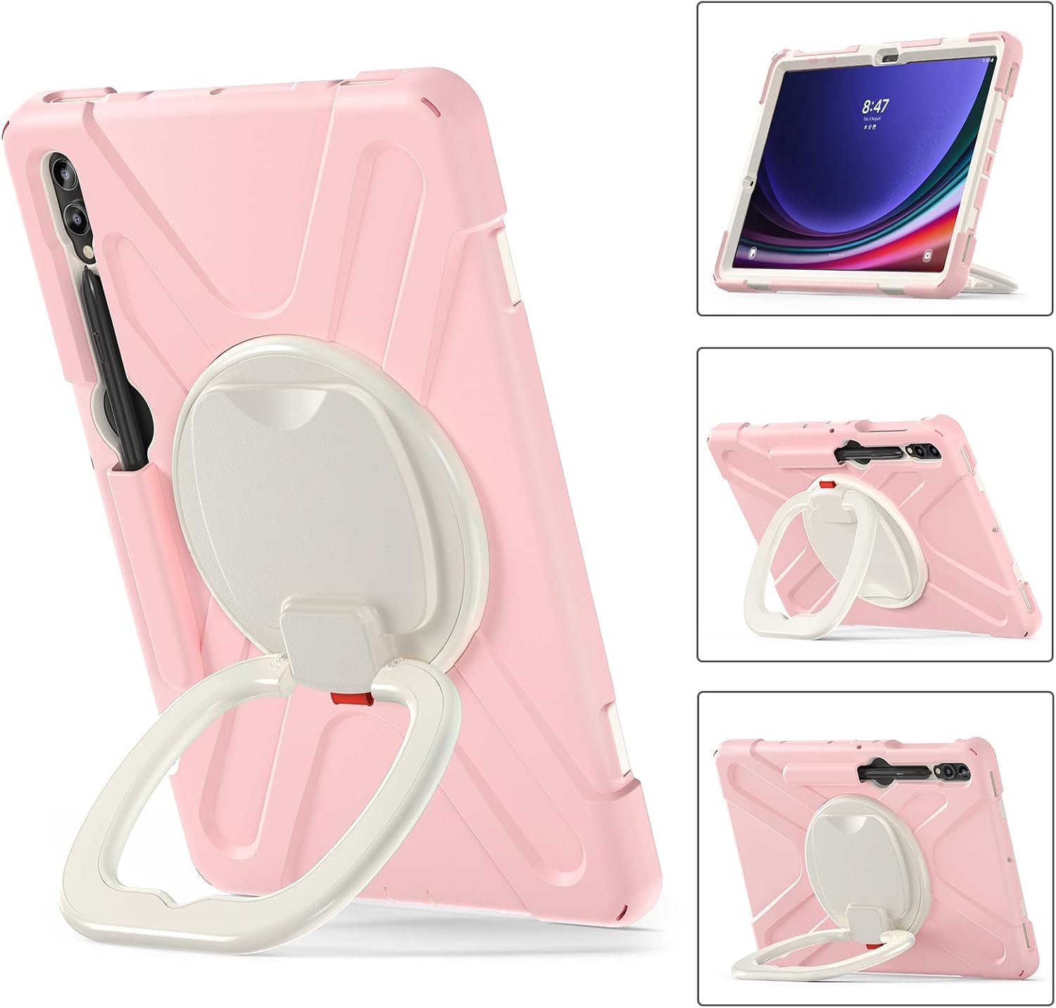 Funda de silicona resistente para Samsung Galaxy Tab S9+ de 12.4 pulgadas 2023S8+ S7+S7 Fe, con correa para el hombro, soporte para bolígrafo S,