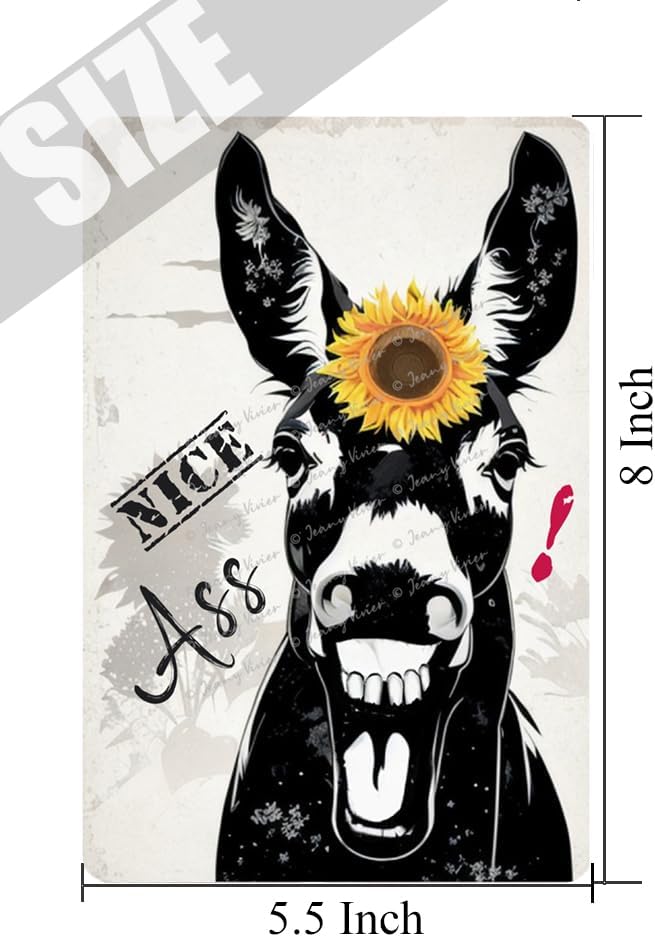 Cartel de metal divertido de burro para baño, con cita divertida, decoración de pared para baño, baño, baño, decoración de regalos, letrero de metal