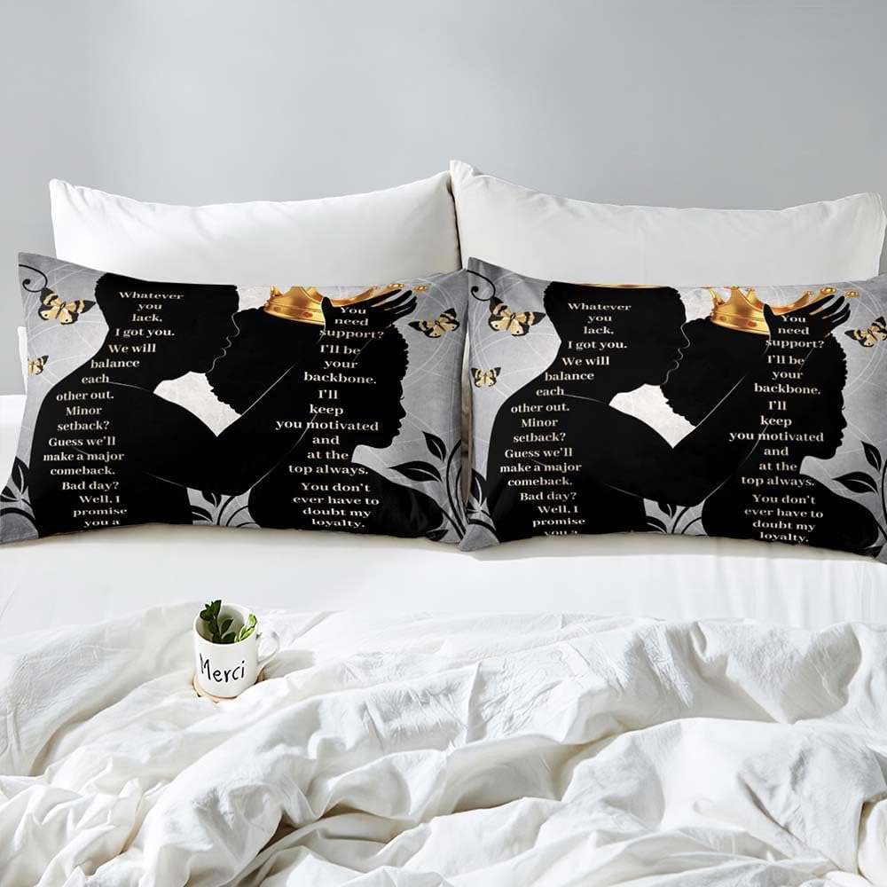 LUVIVIHOME Juego de ropa de cama afroamericana de 3 piezas, funda de edredón tamaño King, funda de edredón de melanina para niña negra, decoración