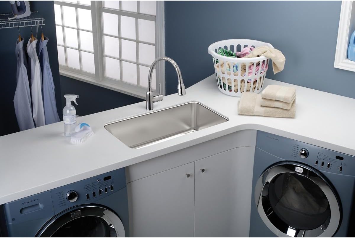 Elkay Lustertone ELUH281612 – Fregadero de cocina de acero inoxidable con un solo tazón