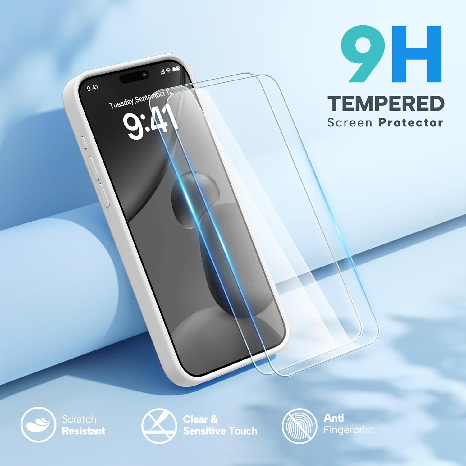 Miracase Funda diseñada para iPhone 15 Pro Max, compatible con MagSafe, con 2 protectores de pantalla, funda de silicona líquida a prueba de golpes