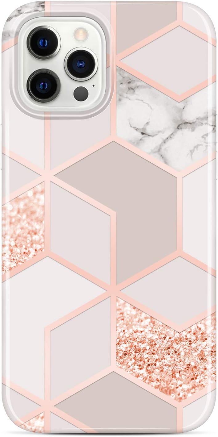 JAHOLAN – Carcasa para iPhone 12 y iPhone 12 Pro, diseño de mármol transparente, carcasa de silicona de goma suave, carcasa de 6,1 pulgadas