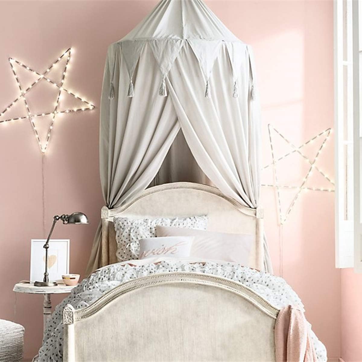 Borje Mosquitera para cama con cúpula redonda, rincón de lectura, tienda de campaña para niños, decoración de habitación para bebé