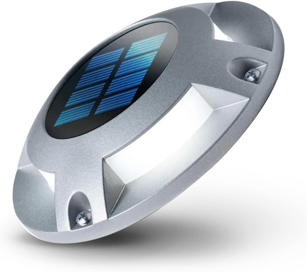 Naturals – Luces inalámbricas para muelles, luces solares de aluminio resistente a la intemperie, luces LED para caminos al aire libre para acera,