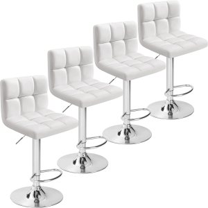 Furmax Taburetes de bar modernos de piel sintética giratoria ajustable hidráulica taburete cuadrado de altura de mostrador juego de 4 (4 piezas, Furmax Taburetes de bar modernos de piel sintética giratoria ajustable hidráulica taburete cuadrado de altura de mostrador juego de 4 (4 piezas,