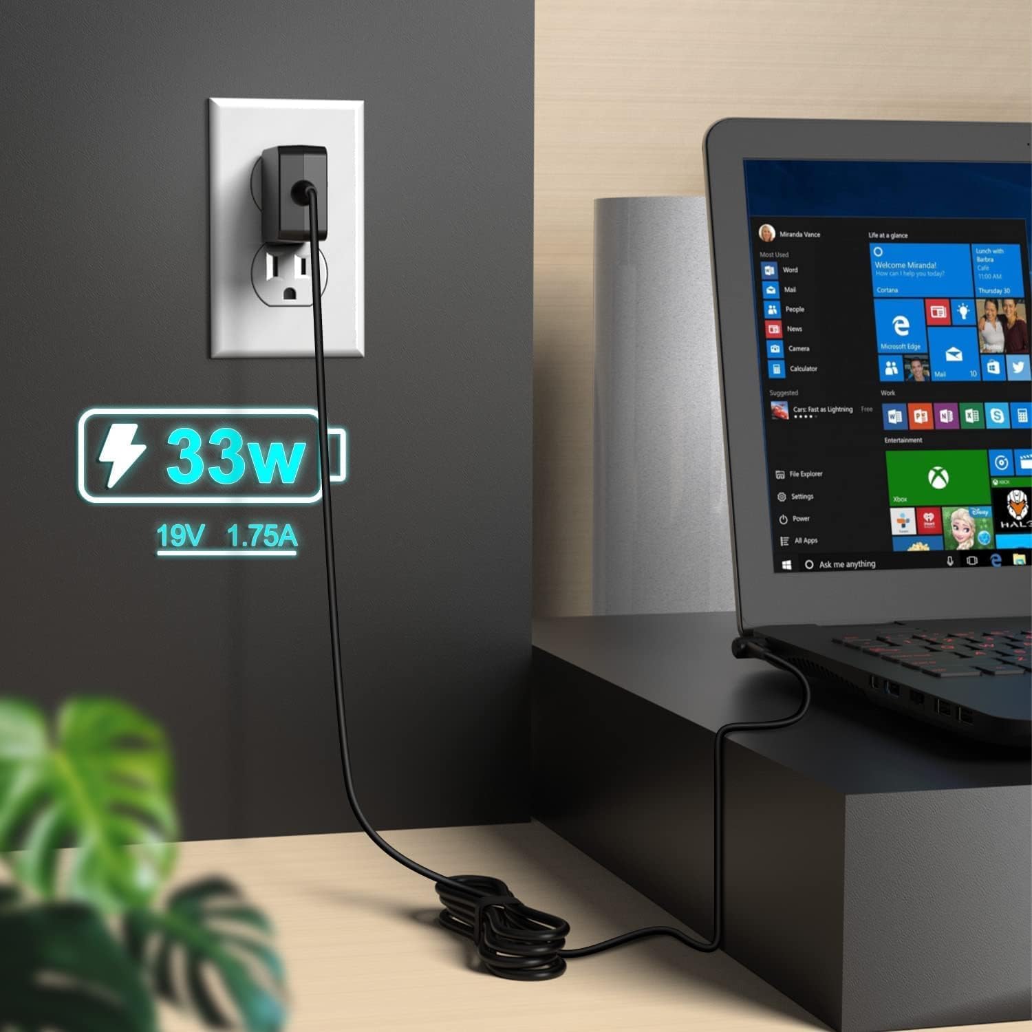 Cargador de CA con certificación UL para Asus Vivobook L203MA L203M L203 L203MA-DS04 ultrafino de 11.6 pulgadas portátil portátil portátil 7.5 pies