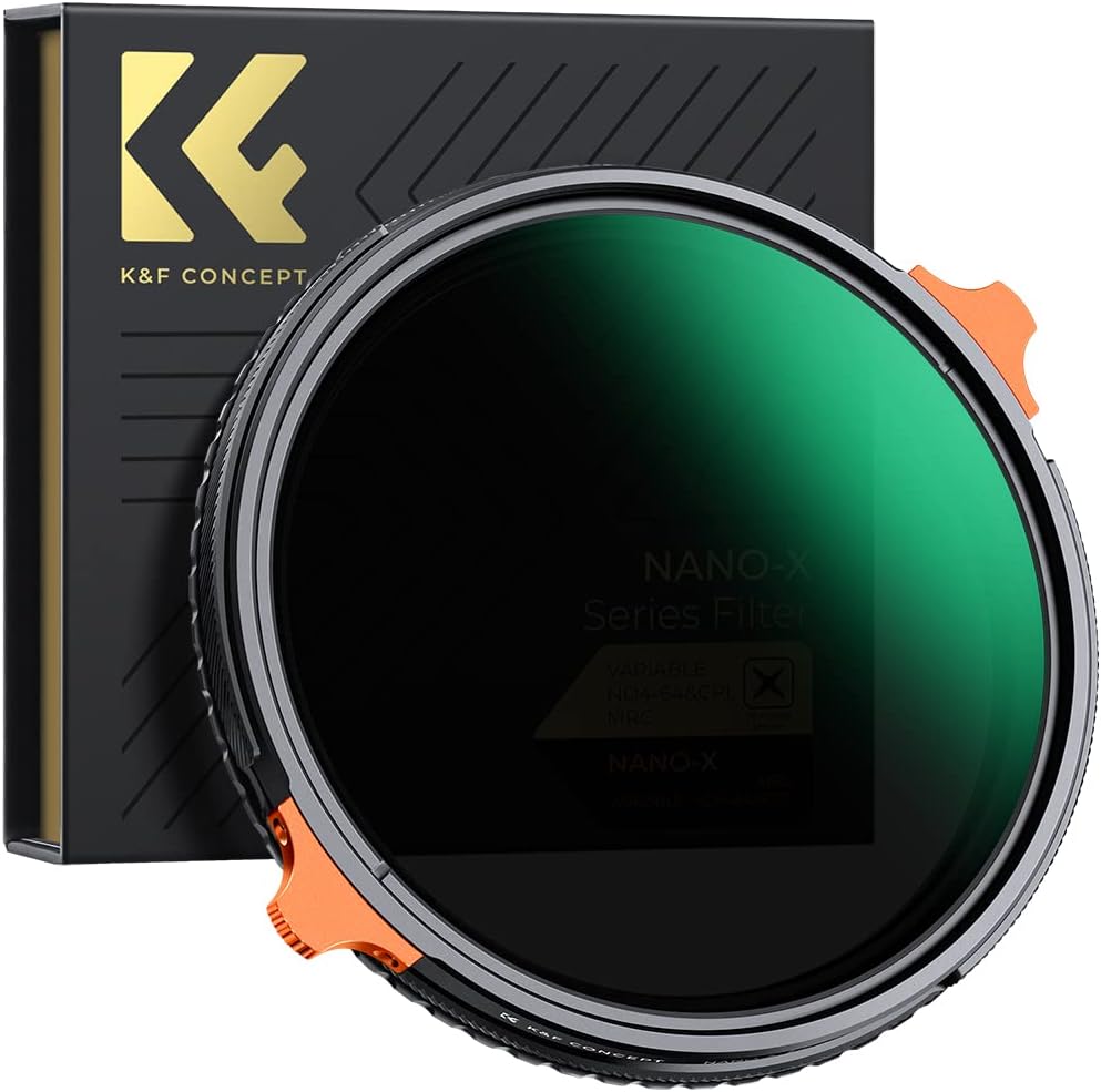 K&F Concept Filtro de lente ND variable ND4-64 de 2.047 in (2-6 paradas) y filtro de polarizadores CPL 2 en 1, 28 filtros de lente de cámara de