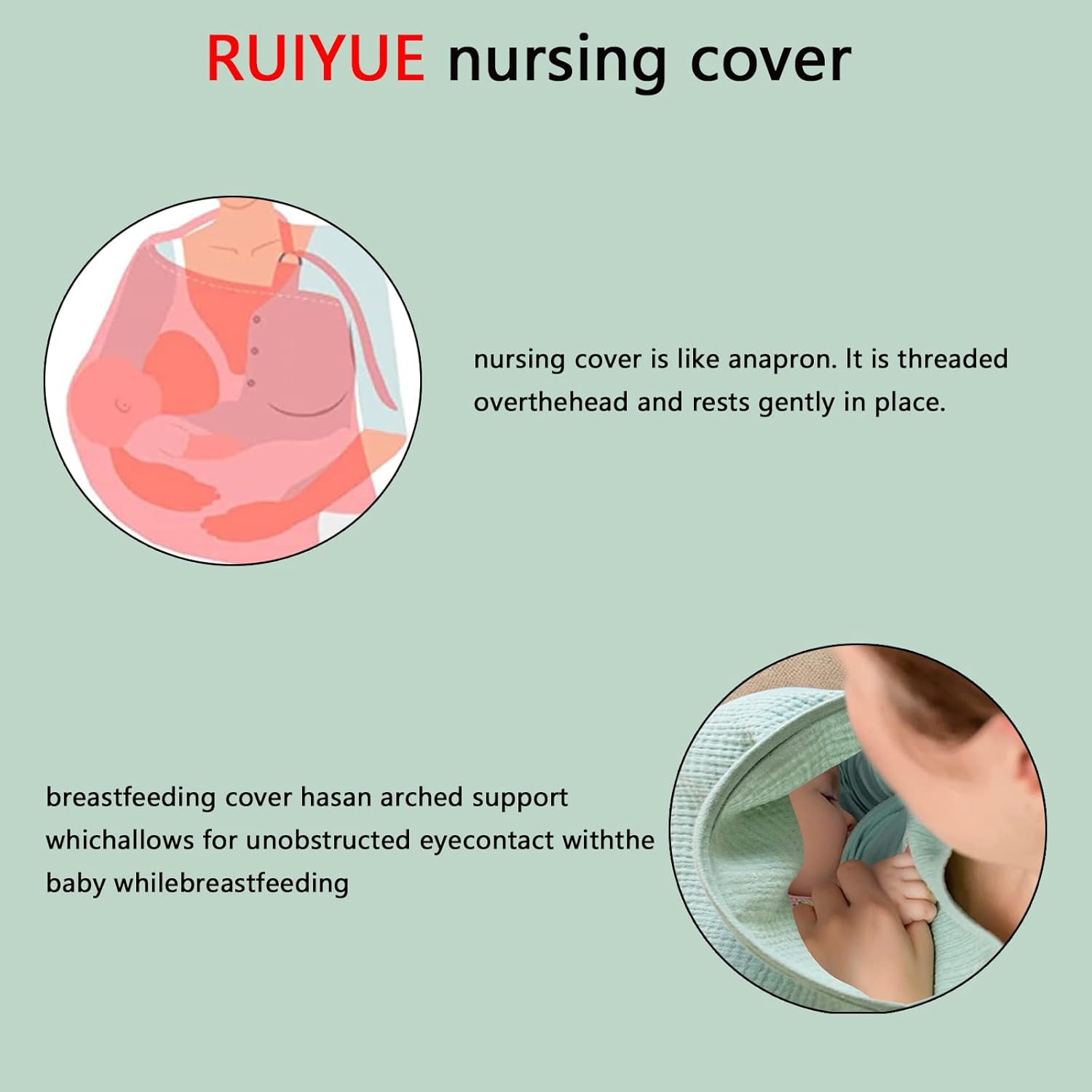 RUIYUE Funda de lactancia de muselina transpirable  100% algodón  Cobertura completa para lactancia materna del bebé  Delantal multiusos y toldo