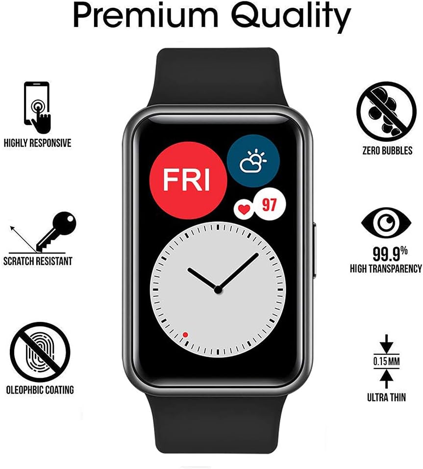 PORRVDP Protector de pantalla curvado 3D para Huawei Band 7 (2022), paquete de 3 películas protectoras suaves para reloj inteligente (no vidrio