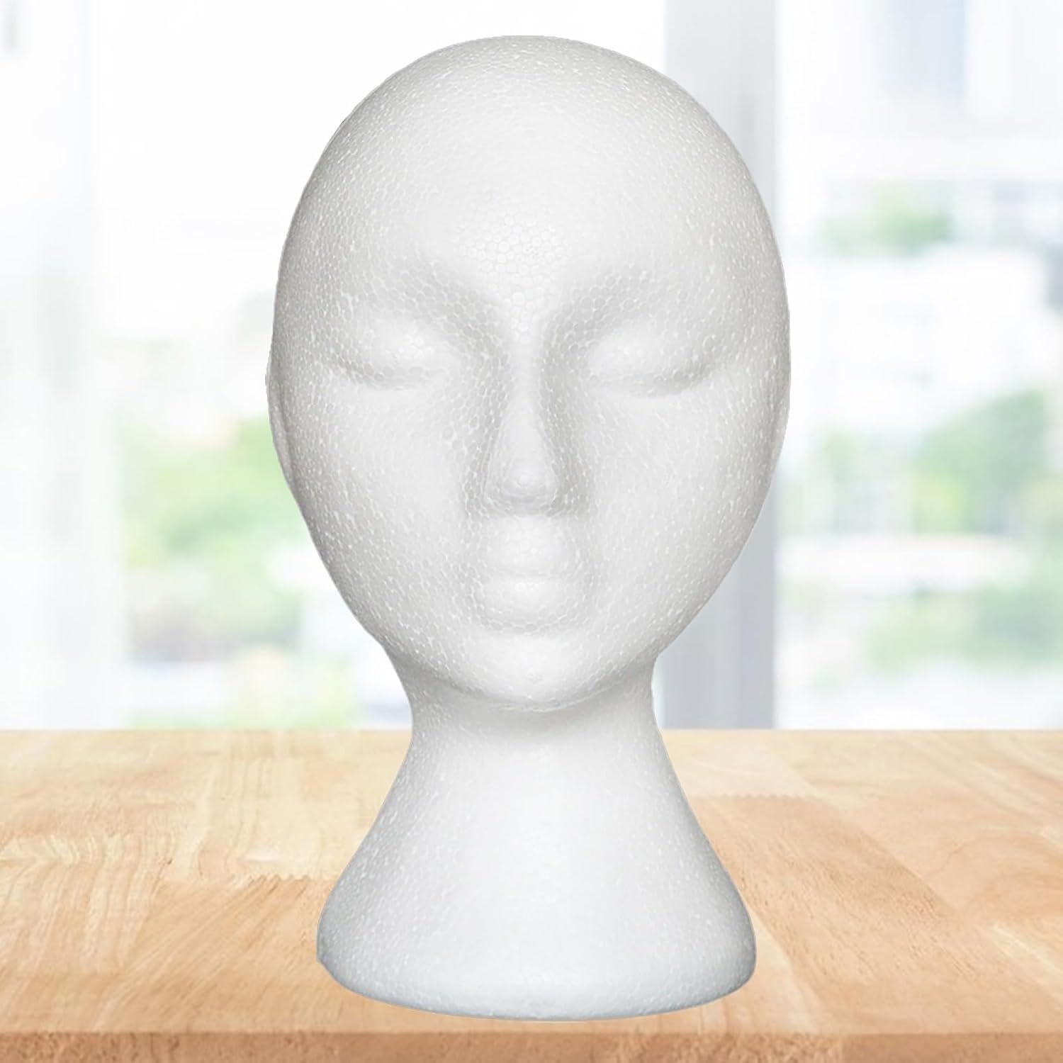 Maniquí de espuma, modelo de cabeza femenina, peluca, sombrero, maniquí de espuma, color blanco (gris)