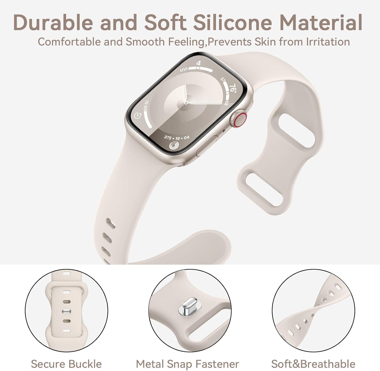 Paquete de 4 correas deportivas compatibles con Apple Watch Series 9, correas de reloj para mujer de 1.496 pulgadas, 1.575 pulgadas, 1.614 pulgadas,