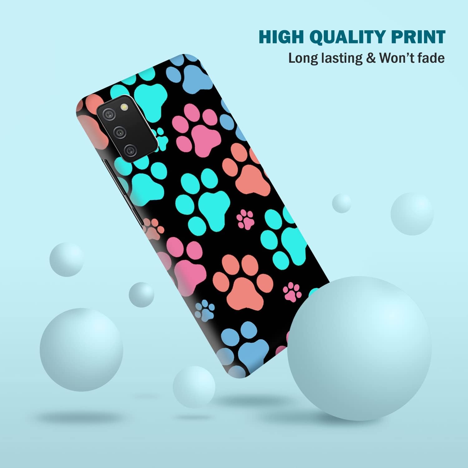Glisten – Funda para Samsung Galaxy A03s, Samsung A03s – Diseño de huella de perro impreso de plástico delgado a presión en la parte trasera
