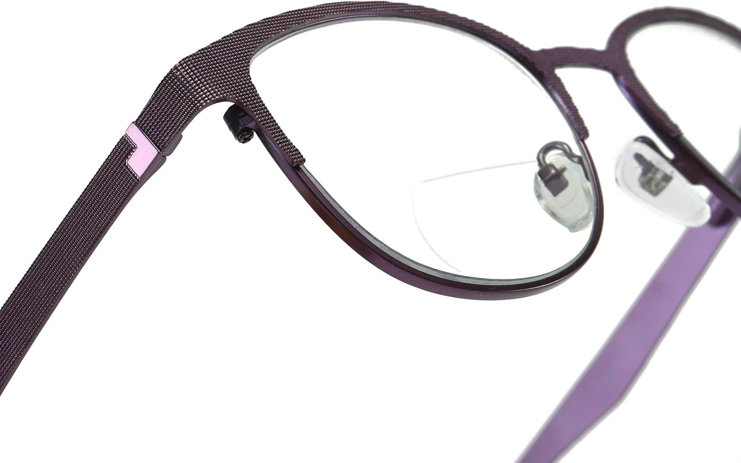 MMOWW Anteojos de lectura bifocales para mujer, con bloqueo de luz azul, color morado (morado y negro, 1.00)