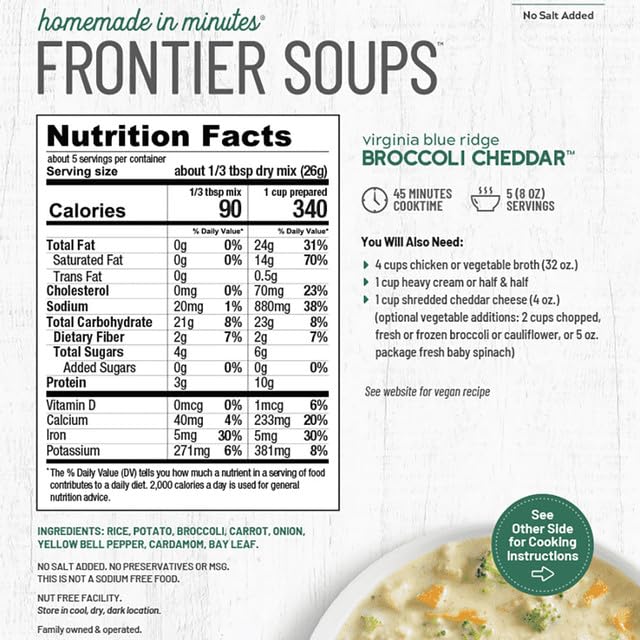 Anderson House Frontier Soups Paquete variado (1) sopa de maíz Illinois Prairie, 7 onzas y (1) queso cheddar de brócoli Virginia Blue Ridge, 5 onzas
