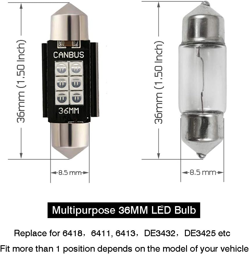 iBrightstar 6411 6418 C5W Festoon de 9-30V – Focos LED – Focos LED de 1.5pulgadas (36mm) extremadamente brillantes y sin errores para luces de