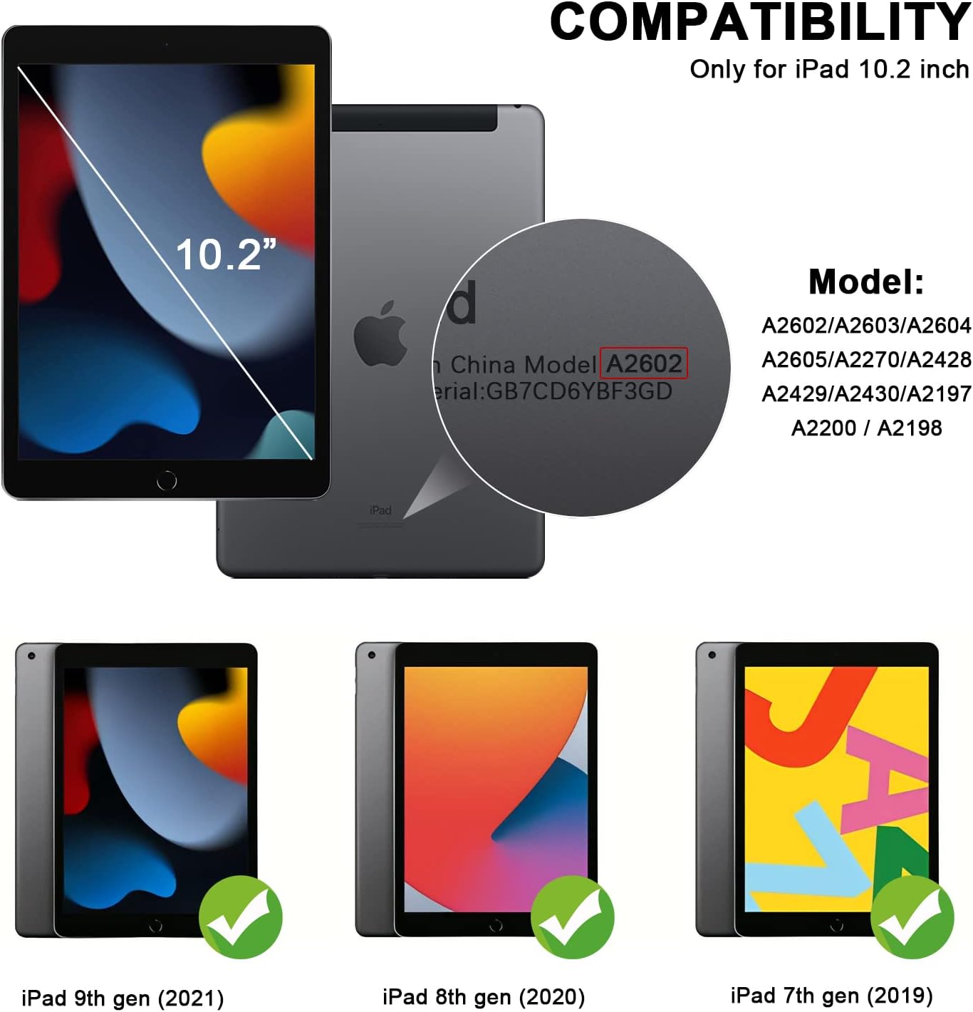 GOODON Funda para iPad de 9 generación 2021iPad de 8 generación 2020iPad de 7 generación 2019 con soporte para lápices, funda de triple pliegue