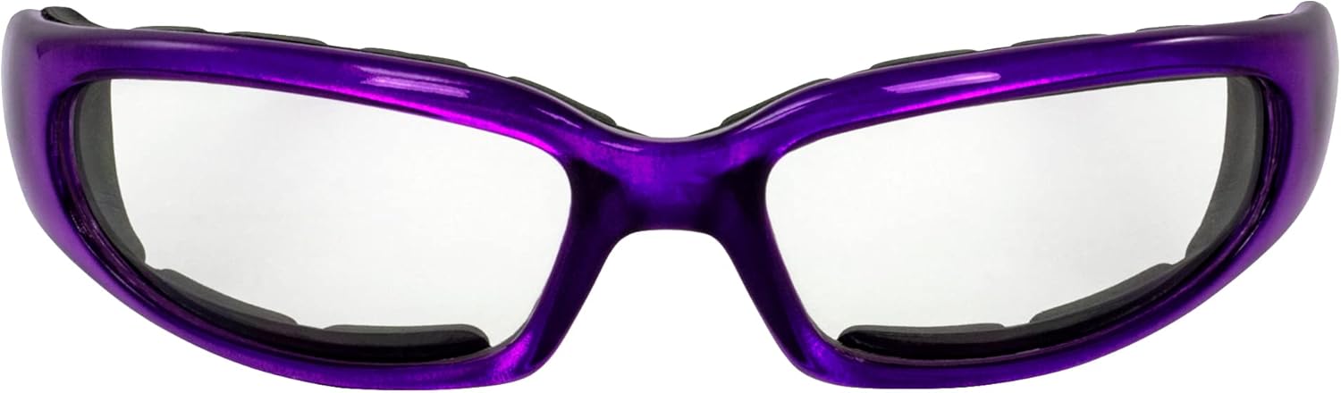 Global Vision 2 pares de gafas de sol acolchadas Chicago para mujer, resistentes a los arañazos, marco morado con lentes transparentes y súper