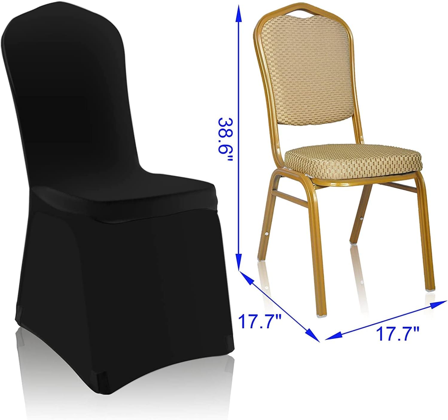 EMART 10 fundas elásticas para sillas de elastano, color negro, lavables, para decoración de fiestas, comedor, banquetes, bodas