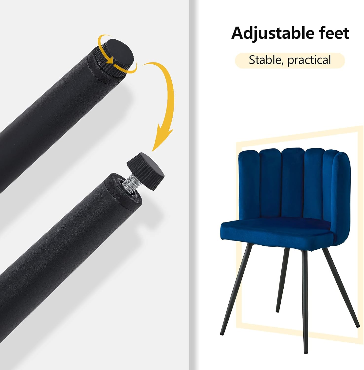 CLIPOP Silla decorativa de barril para sala de estar, moderna silla de comedor de terciopelo para cocina, silla de tocador con patas de metal,
