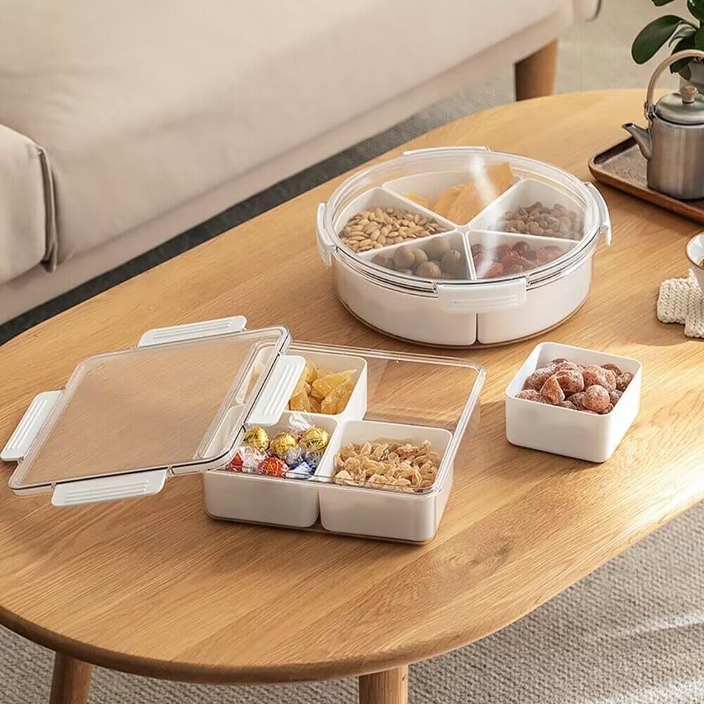 Bandeja dividida para servir con tapa, recipientes de almacenamiento de alimentos divididos extraíbles con 45 compartimentos, bandeja para verduras