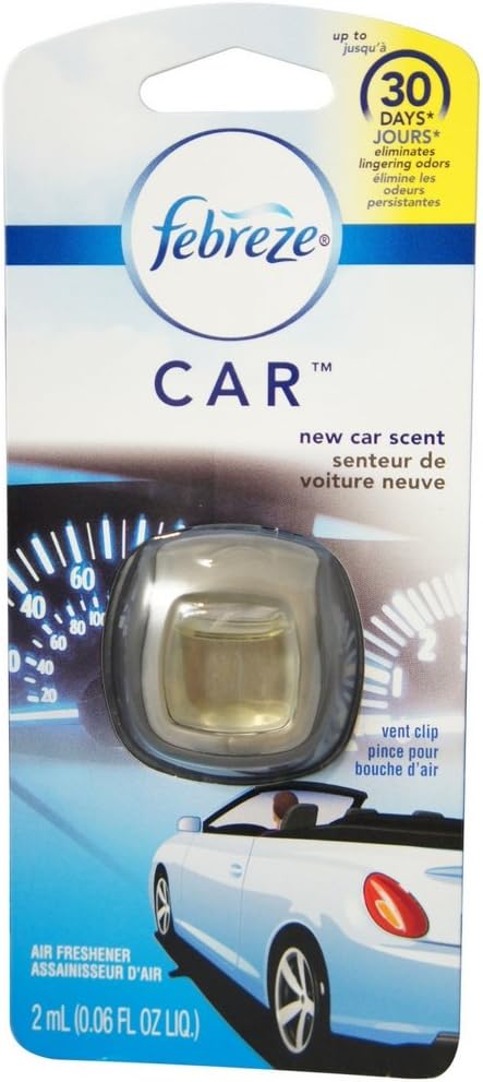 Febreze New Car- Clips de ventilación aromatizantes para automóvil, eliminadores de olores, 8 unidades
