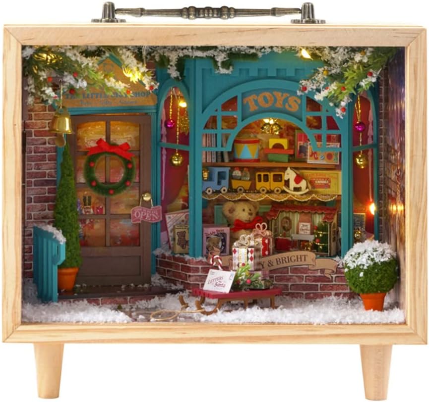 Casa de muñecas Kit de muebles de madera en miniatura, mini casa de muñecas hecha a mano con LED, escala 124, juguetes creativos para manualidades,