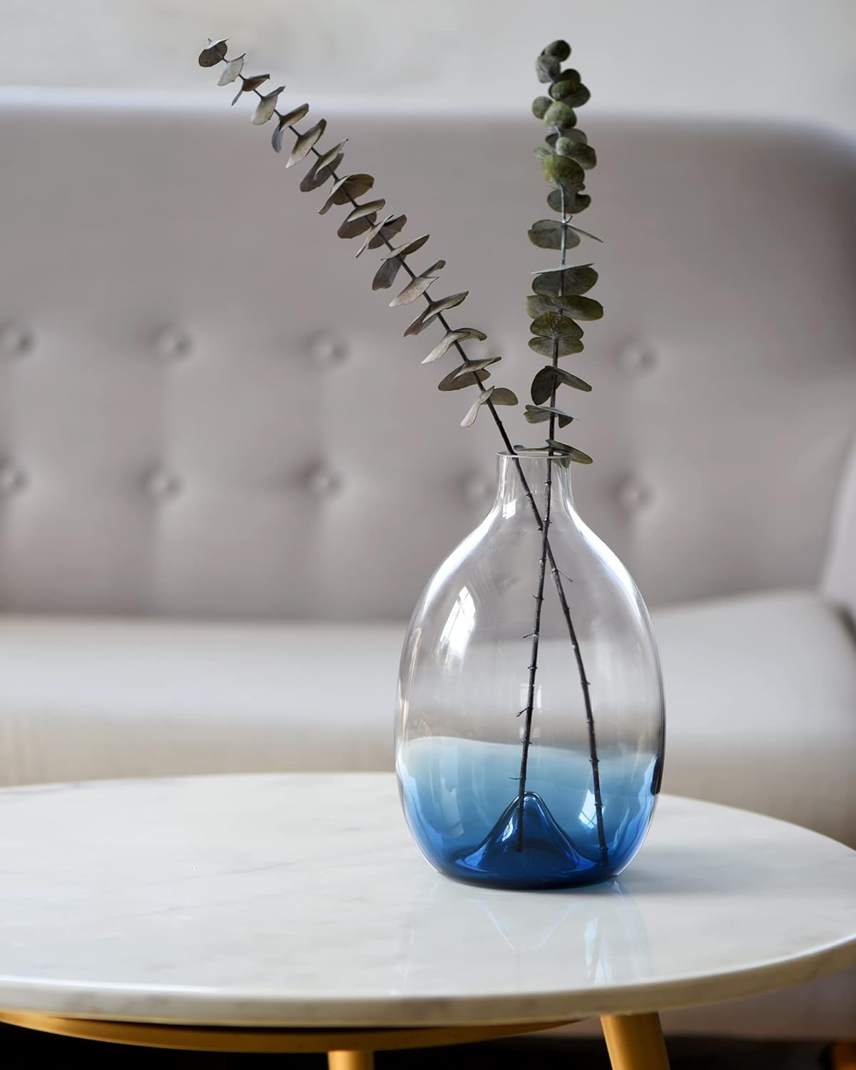 CONVIVA Jarrón de cristal para flores, moderno centro de mesa decorativo, diseño simple, soplado a mano, decoración del hogar, cocina, comedor, sala