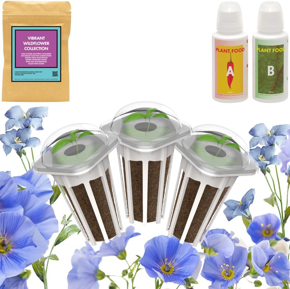 Vibrantes semillas de flores silvestres kit de 3 cápsulas compatibles con el sistema de cultivo hidropónico AeroGarden (más de 350 semillas, incluye