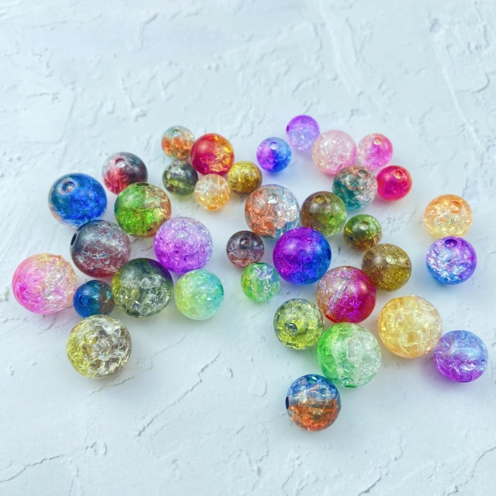 300 cuentas de acrílico agrietadas redondas de 0.315 pulgadas (0.315 in), cuentas de acrílico acrílico para hacer joyas, manualidades, pulseras,