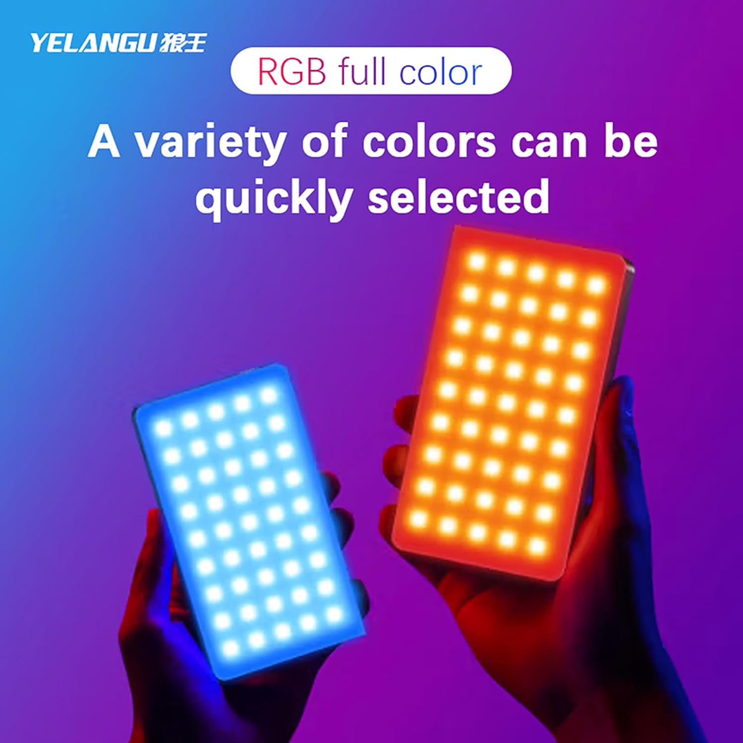 YELANGU Trípode de luz de video RGB 140 y correa LED para cámara  CRI95+ a todo color regulable 2500K-9000K, 26 efectos de escena, iluminación DSLR