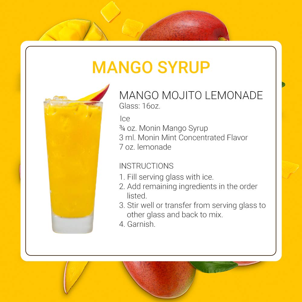 Monin – Jarabe de mango, tropical y dulce, ideal para cócteles, refrescos y limonadas, sin gluten, sin OMG (1 litro)