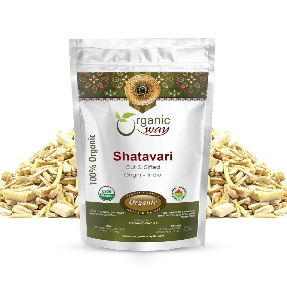 Organic Way Shatavari seco cortado y tamizado (espárragos racemosus) – Certificado orgánico y kosher  Crudo, vegano, sin OMG y sin gluten