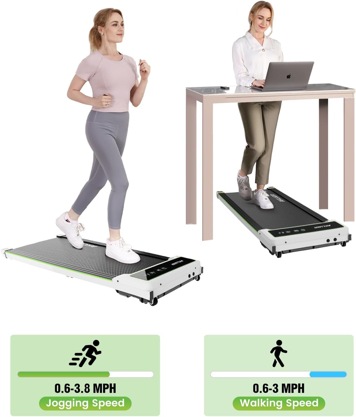 AKLUER – Caminadora para debajo del escritorio de 2.25 HP con capacidad de peso de 265, caminadora portátil con control remoto IR para el hogar,