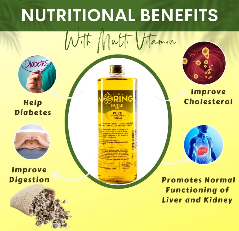 Zest Of Moringa Aceite facial para arrugas antienvejecimiento  Aceite de moringa para el cuidado de la piel, cuidado del cabello, tratamiento del