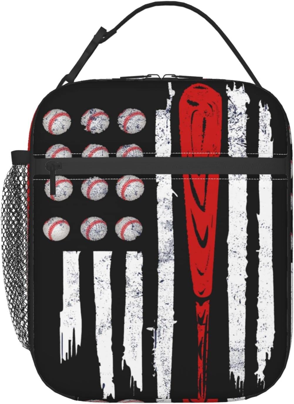 Lonchera de béisbol con bandera estadounidense, bolsa de almuerzo deportiva, reutilizable, bolsa de mano para mujeres y hombres, picnic y viajes