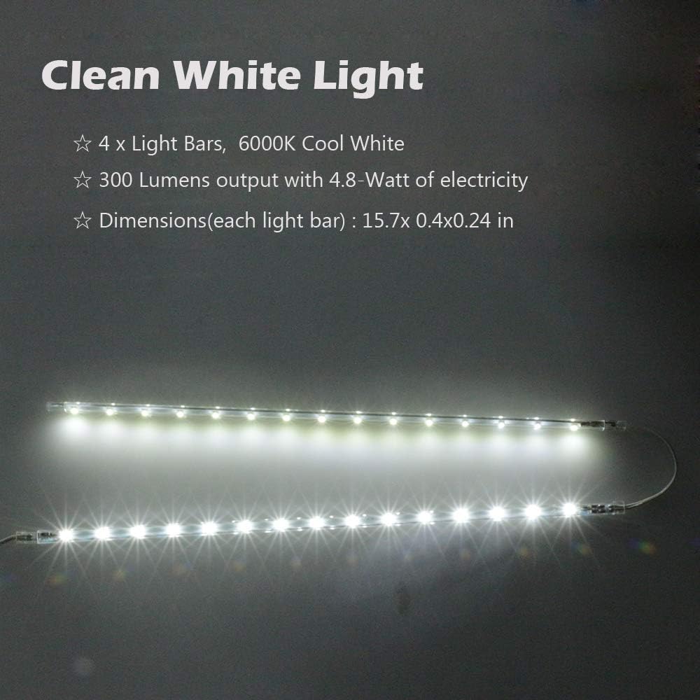 (4) Kit de barra de luz de pantalla LED de 16 pulgadas de color blanco puro de 6000 K y (6) barras de luz enlazables de 12 pulgadas de color blanco