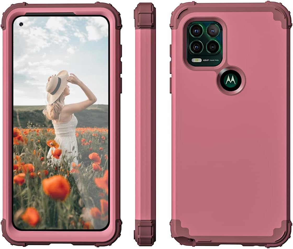 Fingic Funda compatible con Moto G Stylus 5G 2021, 3 en 1, de policarbonato duro resistente, silicona suave, a prueba de golpes, funda protectora