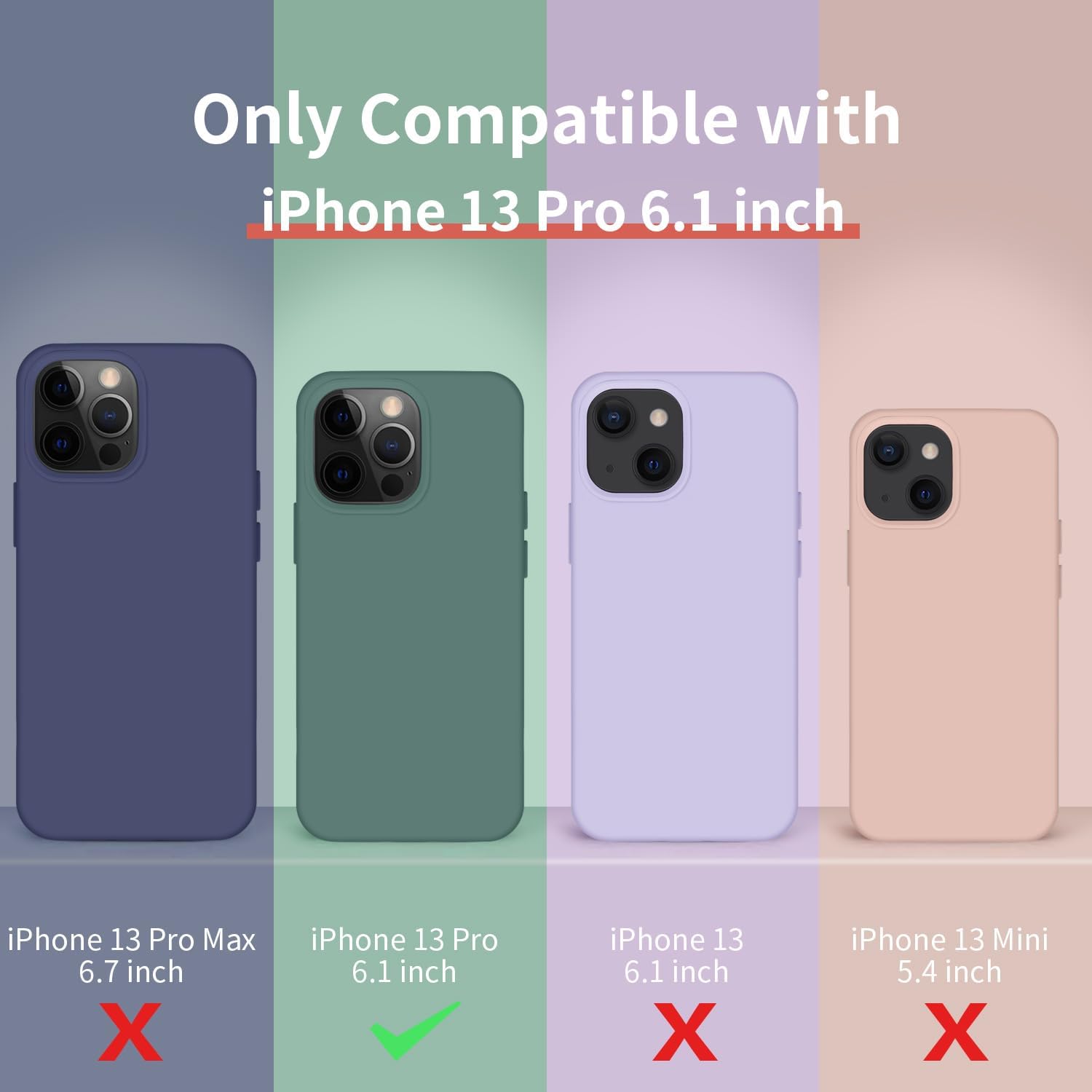 Cordking Funda diseñada para iPhone 13 Pro, funda de silicona ultra delgada, a prueba de golpes, con forro de microfibra suave antiarañazos, 6.1
