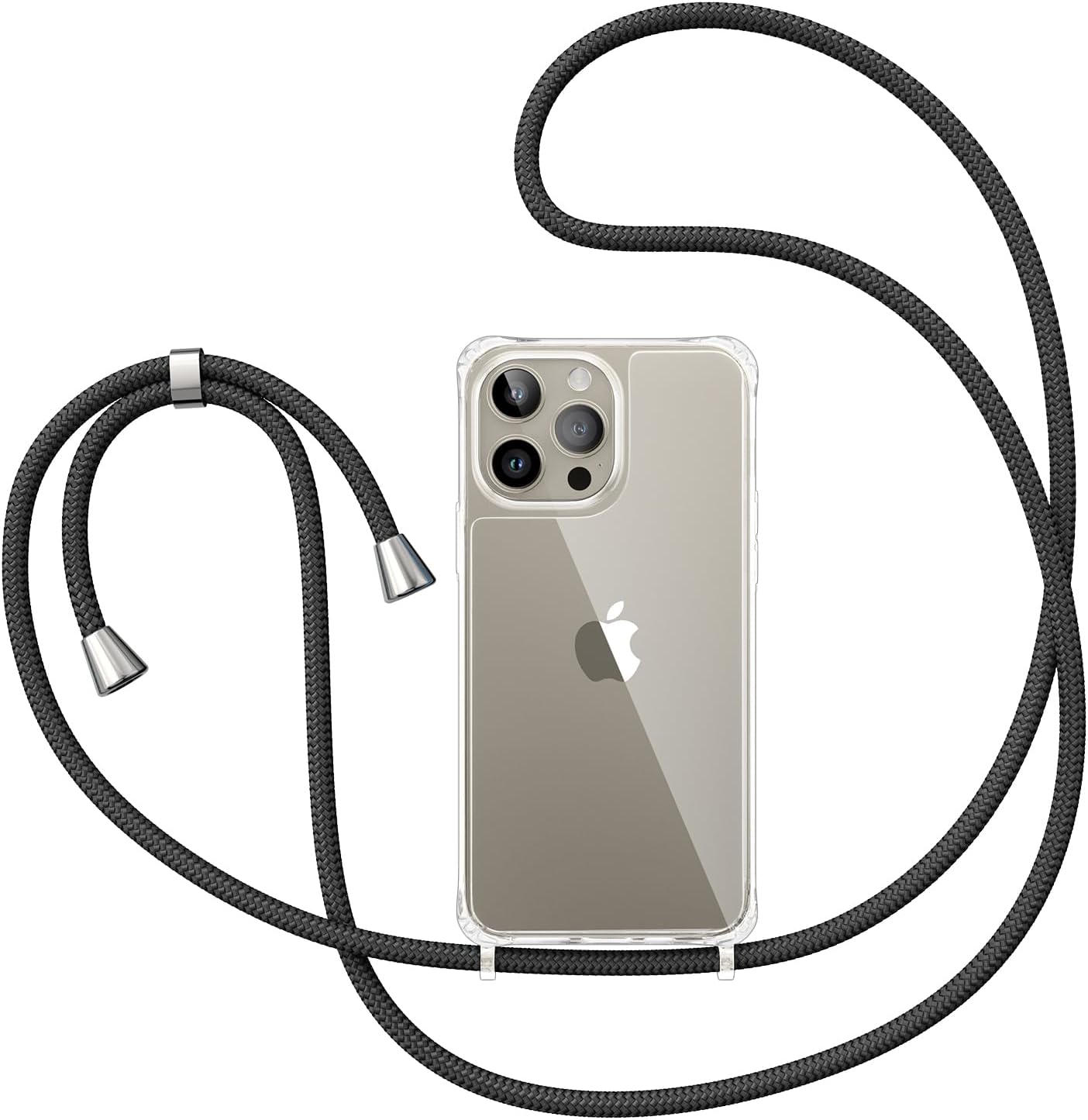 ZTOFERA Compatible con iPhone 15 Pro Max, funda transparente con cordón ajustable, TPU suave y delgada, a prueba de golpes, funda cruzada para