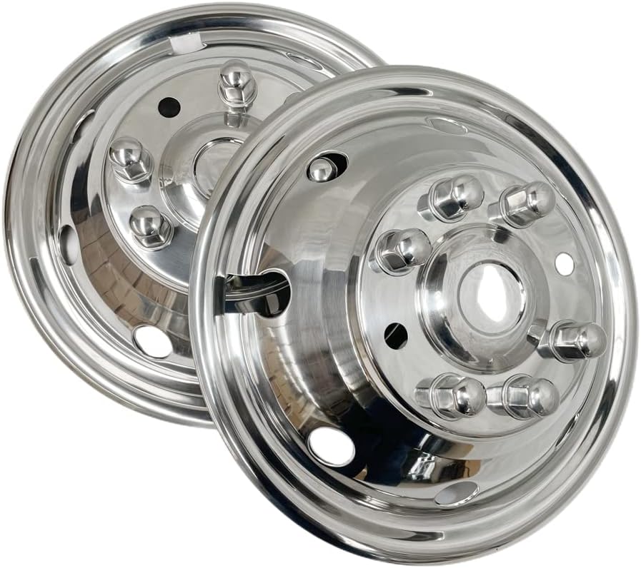 4 simuladores de rueda de 16 pulgadas compatibles con Ford F350 1974-1998 E350E450 1992-2021 Dodge Ram 3500 1974-1999, tapones de 8 lengüetas, 8