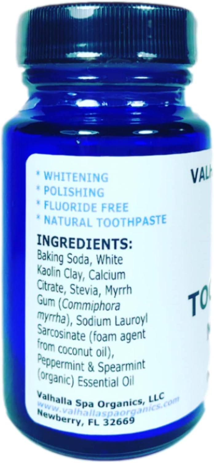 Polvo dental con menta y mirra  Pasta de dientes natural  Sin flúor  Blanqueamiento  Pulido  Valhalla Spa Organics 1.5 oz