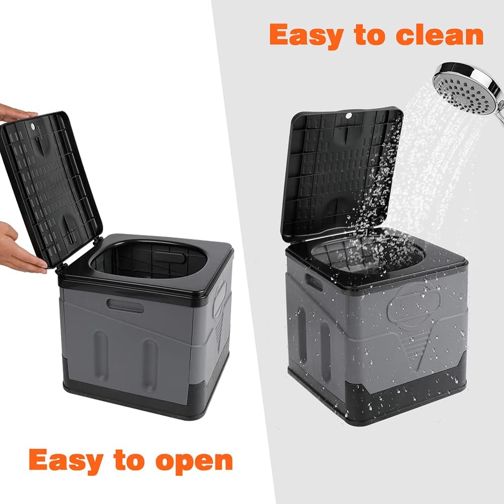 Inodoro portátil, inodoro plegable portátil, inodoro plegable con tapa, inodoro de viaje al aire libre, inodoro de viaje de camping (negro)