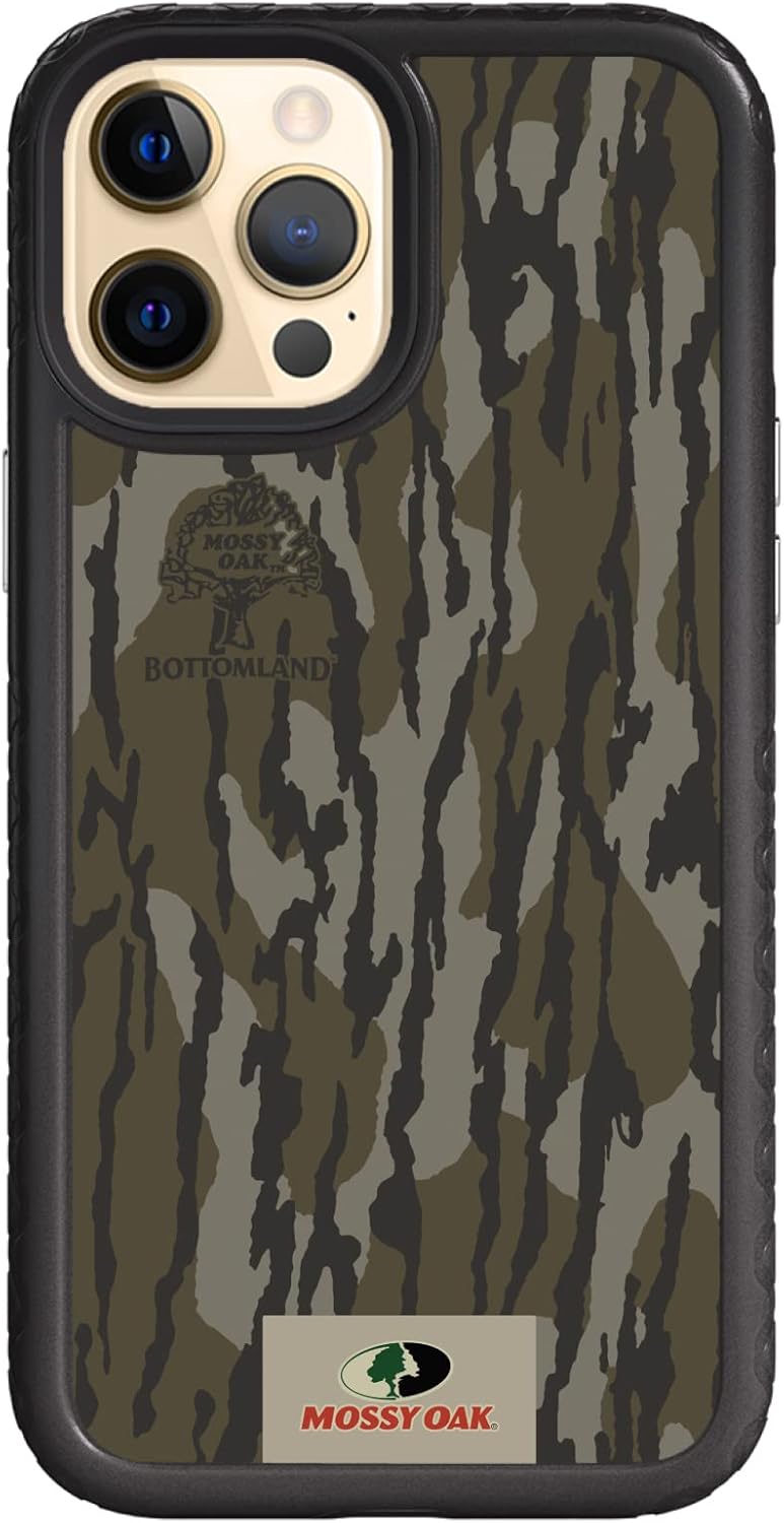 cellhelmet Mossy Oak  Bottomland Orig  Funda de doble capa en negro ónix diseñada para iPhone 12 Pro Max a prueba de golpes y caídas, duradera, como
