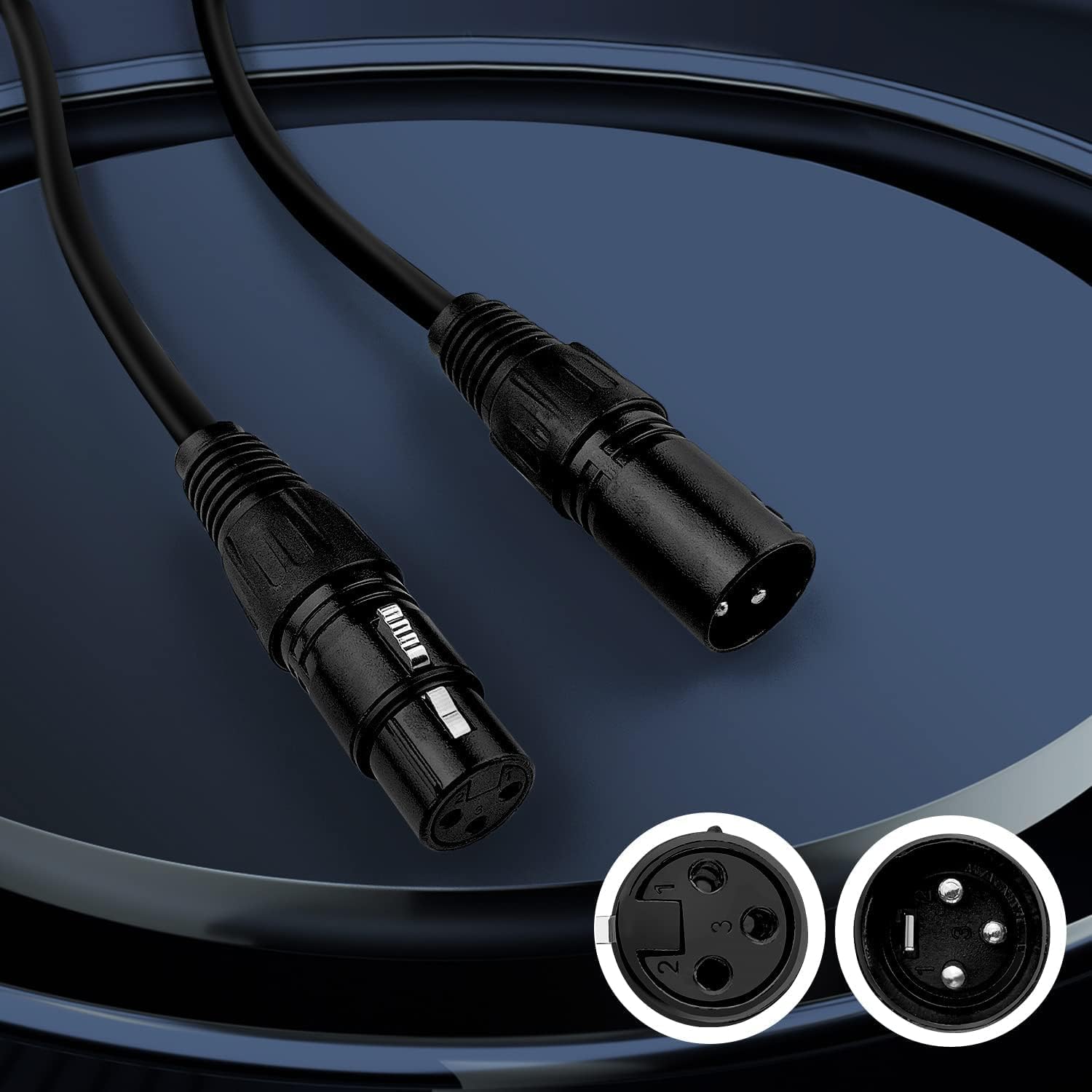 Cable DMX de 10 pies, paquete de 10 cables flexibles de señal XLR macho a hembra, adecuado para señal de iluminación de escenario, conexión XLR,