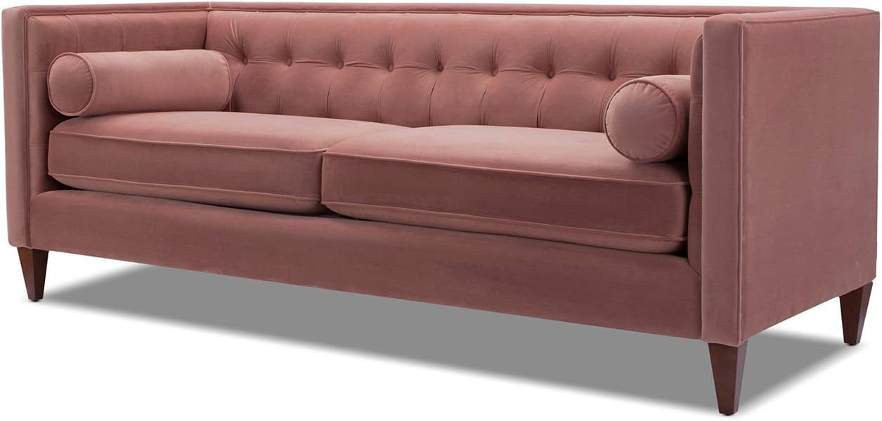 Jennifer Taylor Home Kinsley – Moderno sofá copetudo de esmoquin de 84 pulgadas, terciopelo rosa ceniza