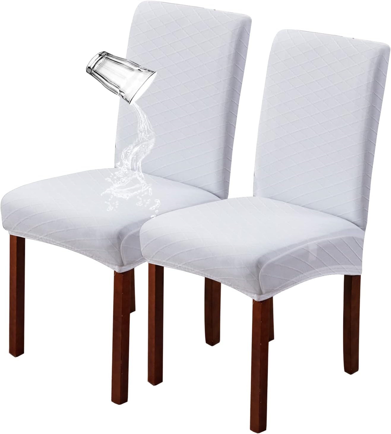 XUANZYANG Paquete de 2 fundas protectoras para sillas de comedor, elásticas, impermeables, extraíbles, lavables, para hotel, comedor, ceremonia,