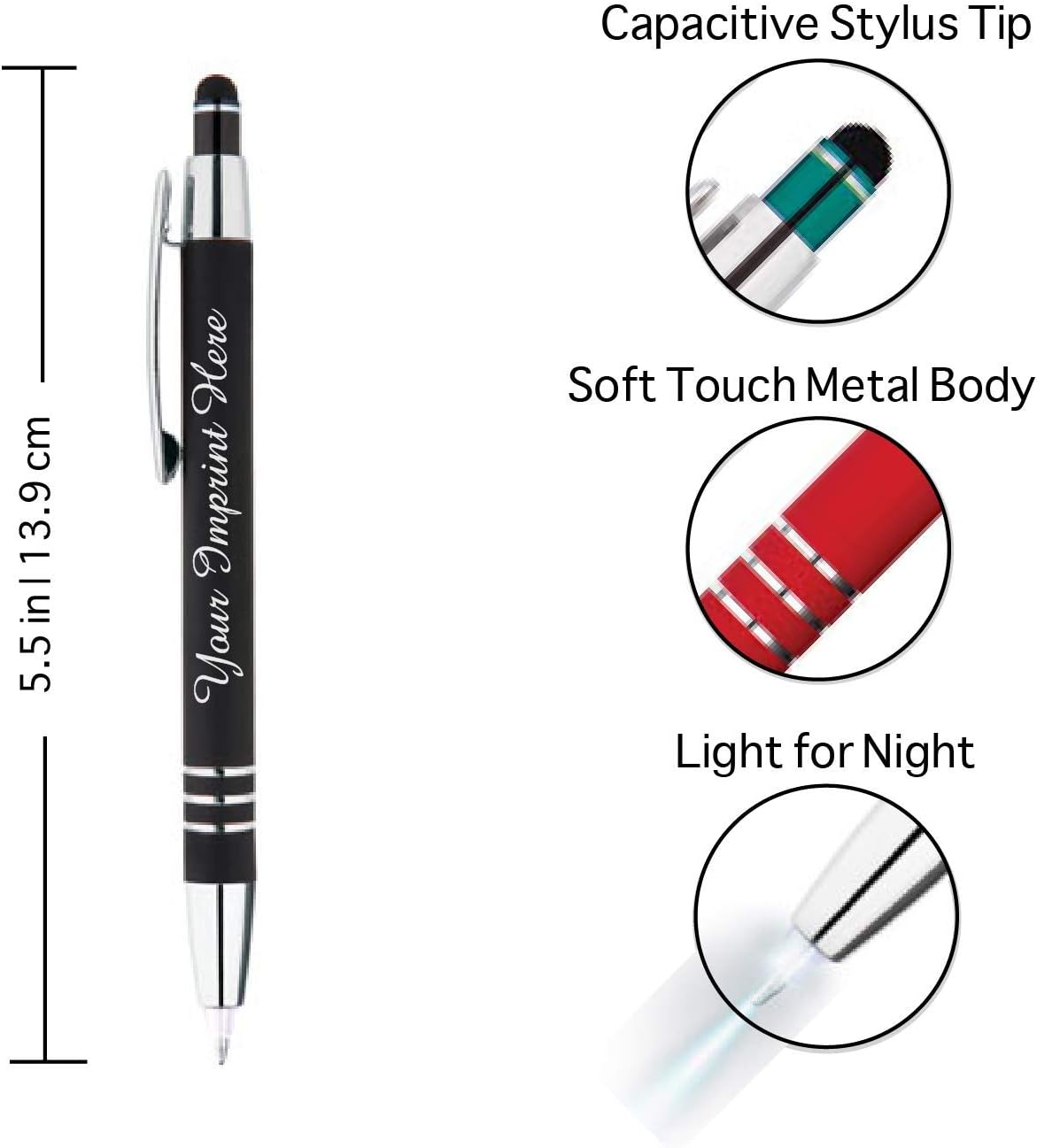 Express Pencils – Juego de bolígrafos personalizados de regalo – Paquete de 2  Linterna LED de metal suave al tacto con caja de regalo  Bolígrafo de