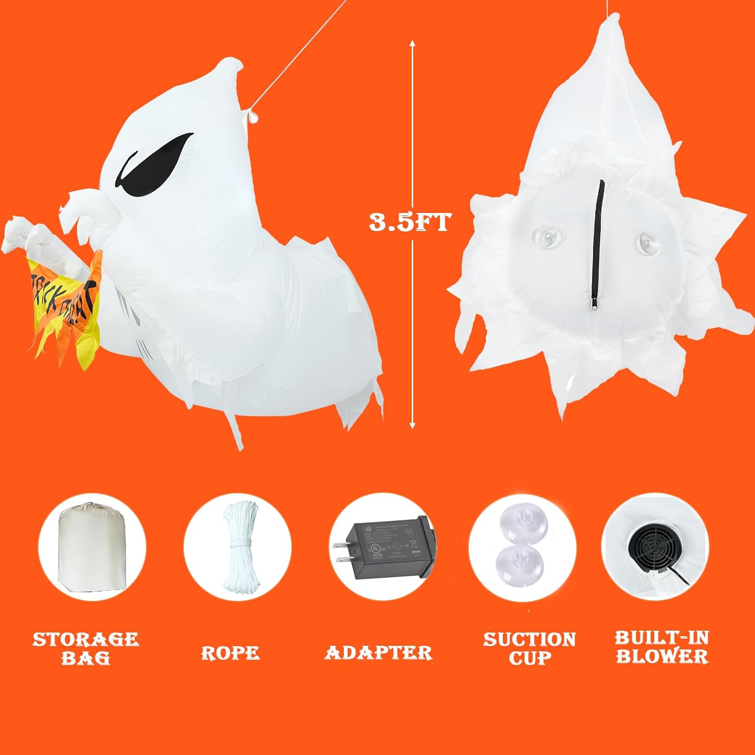 SRKLH Inflables de Halloween de 3.5 pies, fantasma volador que estalló de la ventana, inflables de Halloween con luces LED integradas, decoraciones