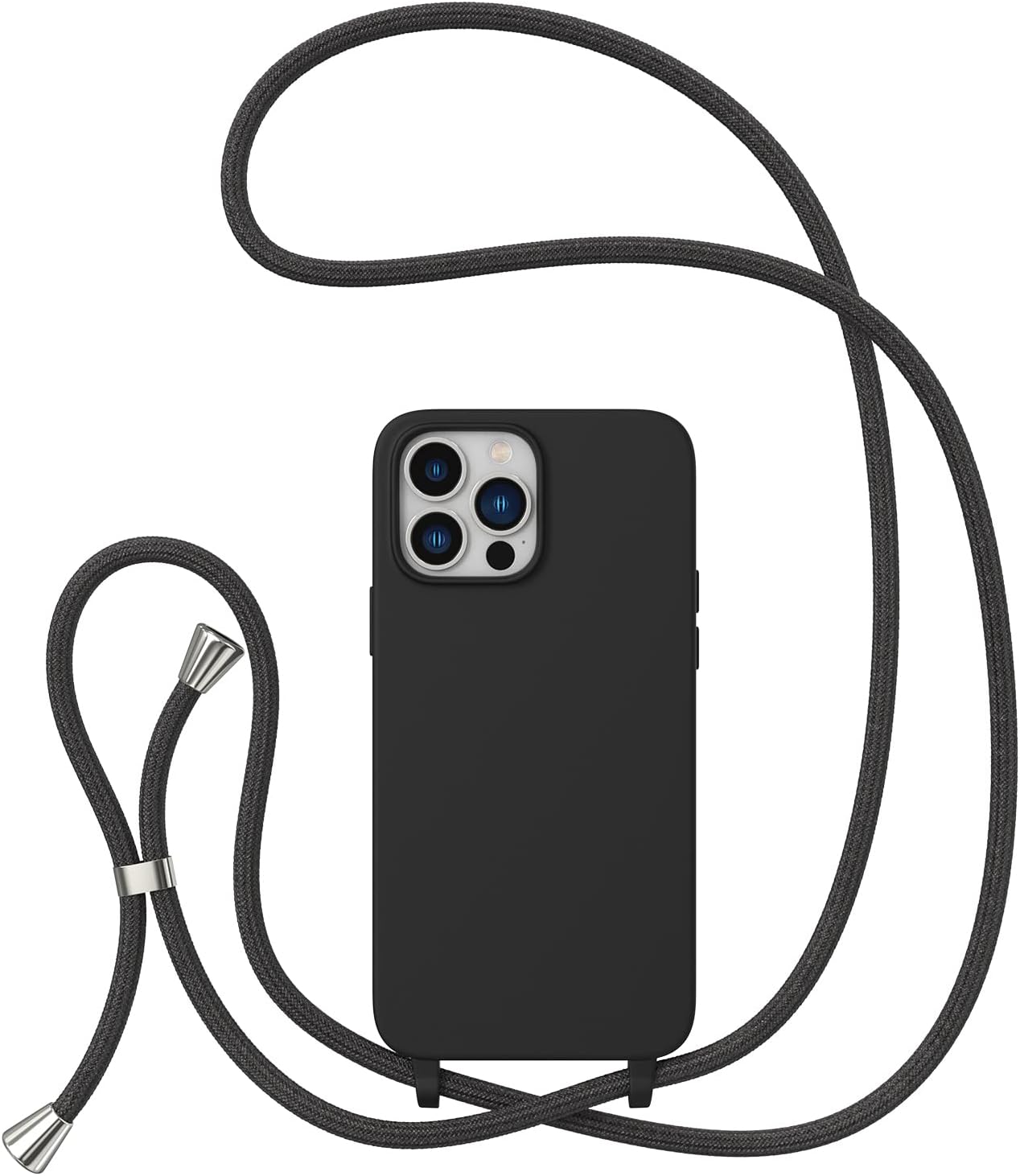ZTOFERA Funda cruzada para iPhone 15 Pro Max con correa de cordón, cuerda ajustable, funda suave de silicona líquida para iPhone 15 Pro Max de 6.7