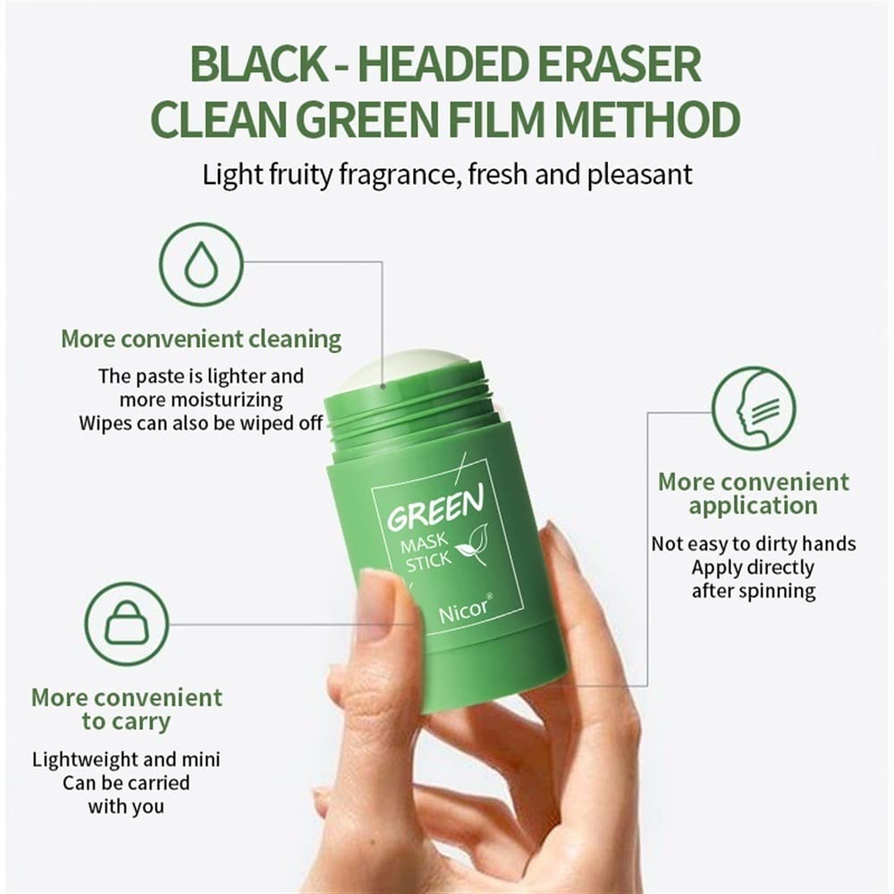 Máscara de té verde, máscara removedor de puntos negros, máscara de arcilla purificadora de té verde, hidratante y control de aceite, limpiador